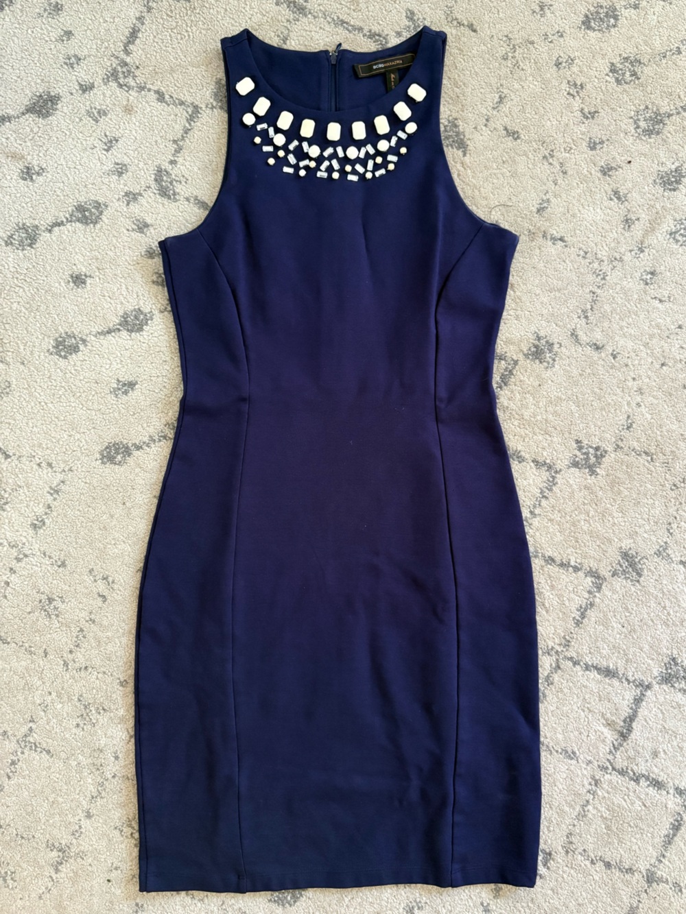 Navy Sleeveless Dress with Jewells